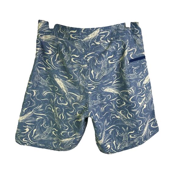 Patagonia Swim Shorts Mens Sz 30 Blue Water Fish Pattern Drawstring Zip Pocket - Picture 3 of 8